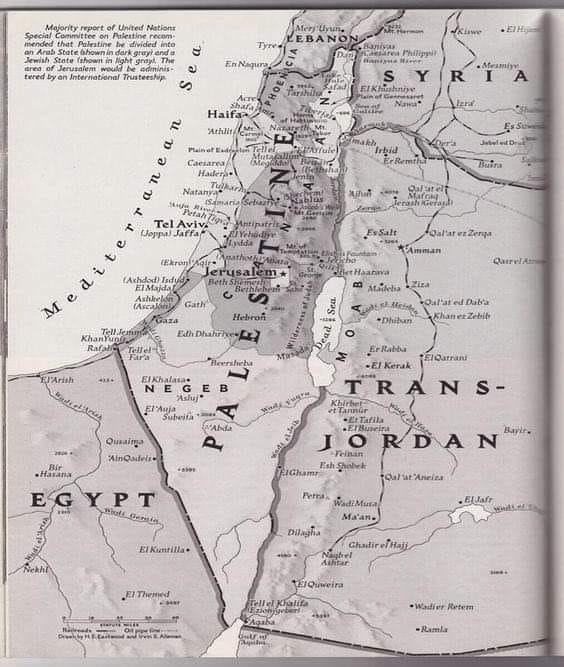 Map of Palestine - National Geographic - 1947