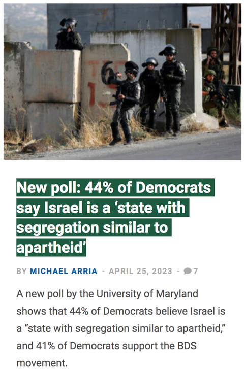 44 percent Dems Isr state sim to apartheid